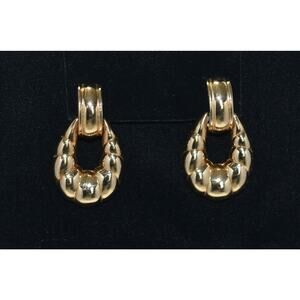 DONALD STANNARD Vintage Chunky Gold Plated Door Knocker Clip Earrings